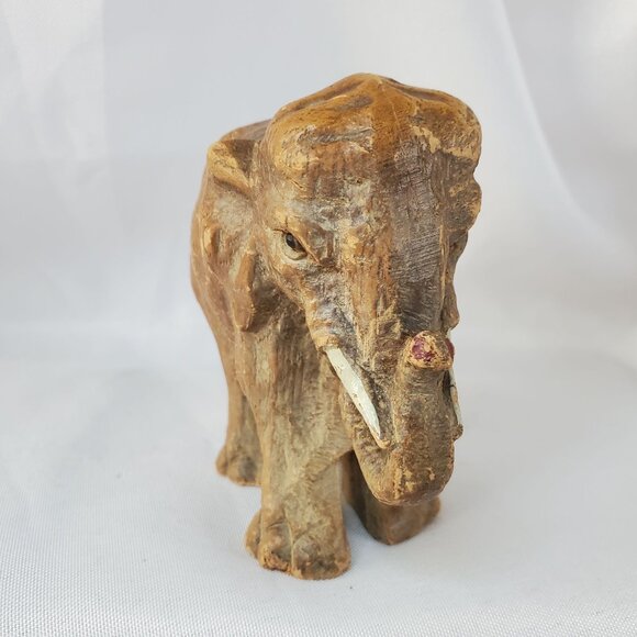 Vintage 1940-1950 Hand Carved Sirocco Wood Composite Elephant Family Figurines - Picture 14 of 16